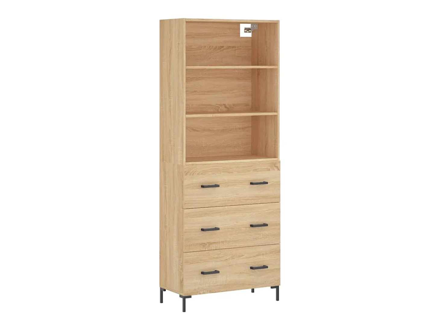 Aparador alto madera contrachapada color roble 69,5x34x180 cm