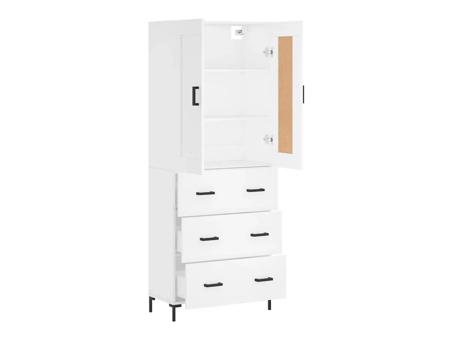 Aparador alto madera contrachapada blanco 69,5x34x180 cm ES36936