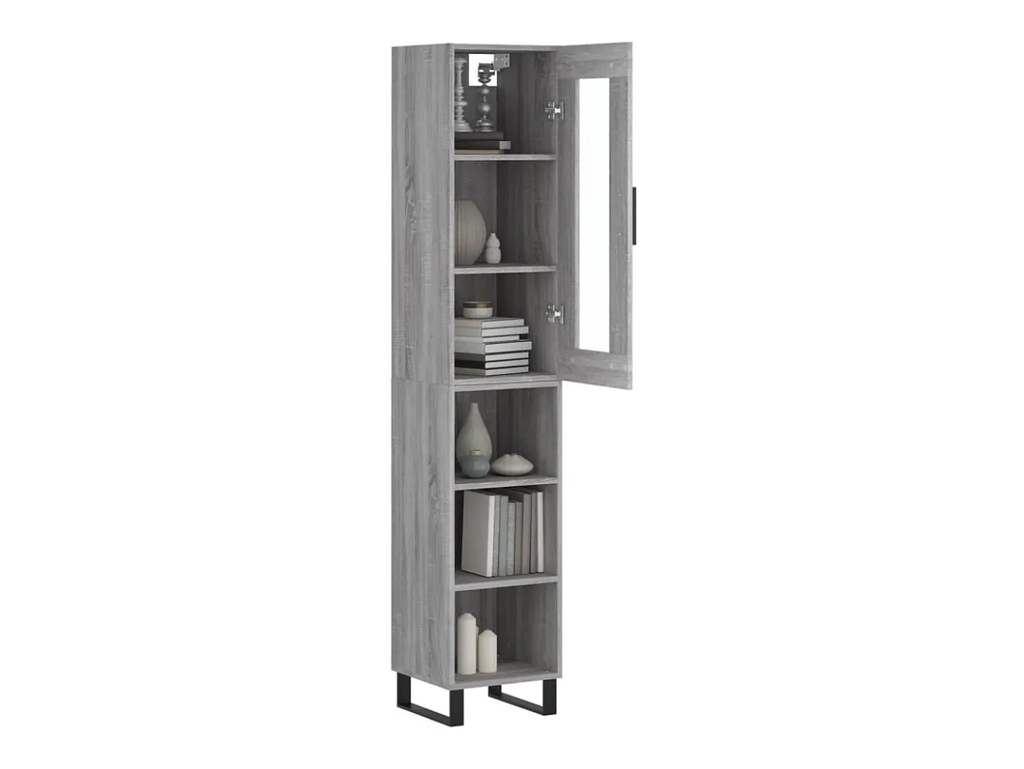 Aparador alto madera contrachapada gris Sonoma 34,5x34x180 cm ES37447