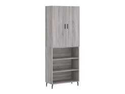 Aparador alto madera contrachapada gris sonoma 69,5x34x180 cm ES40973