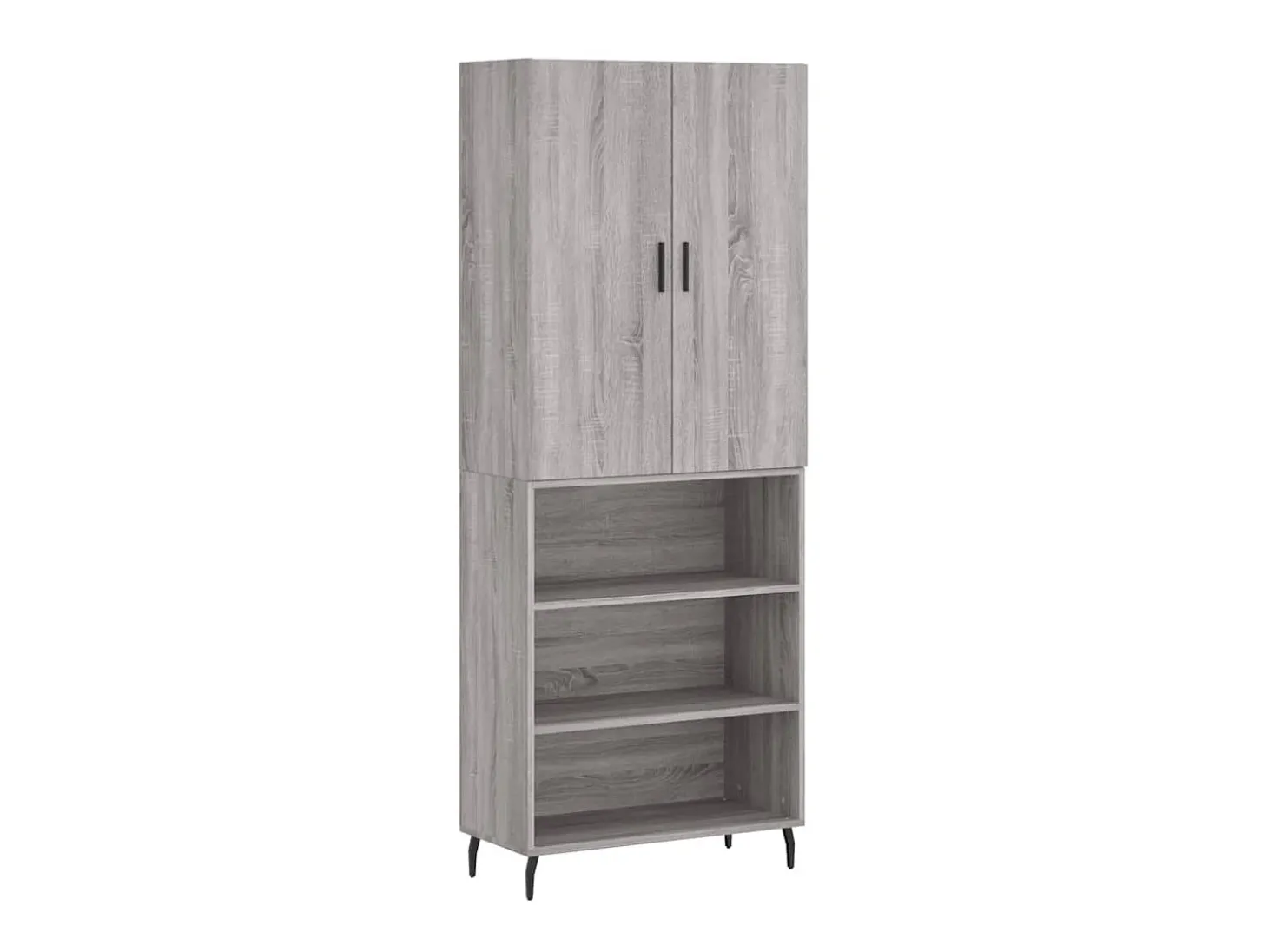 Aparador alto madera contrachapada gris sonoma 69,5x34x180 cm ES40973