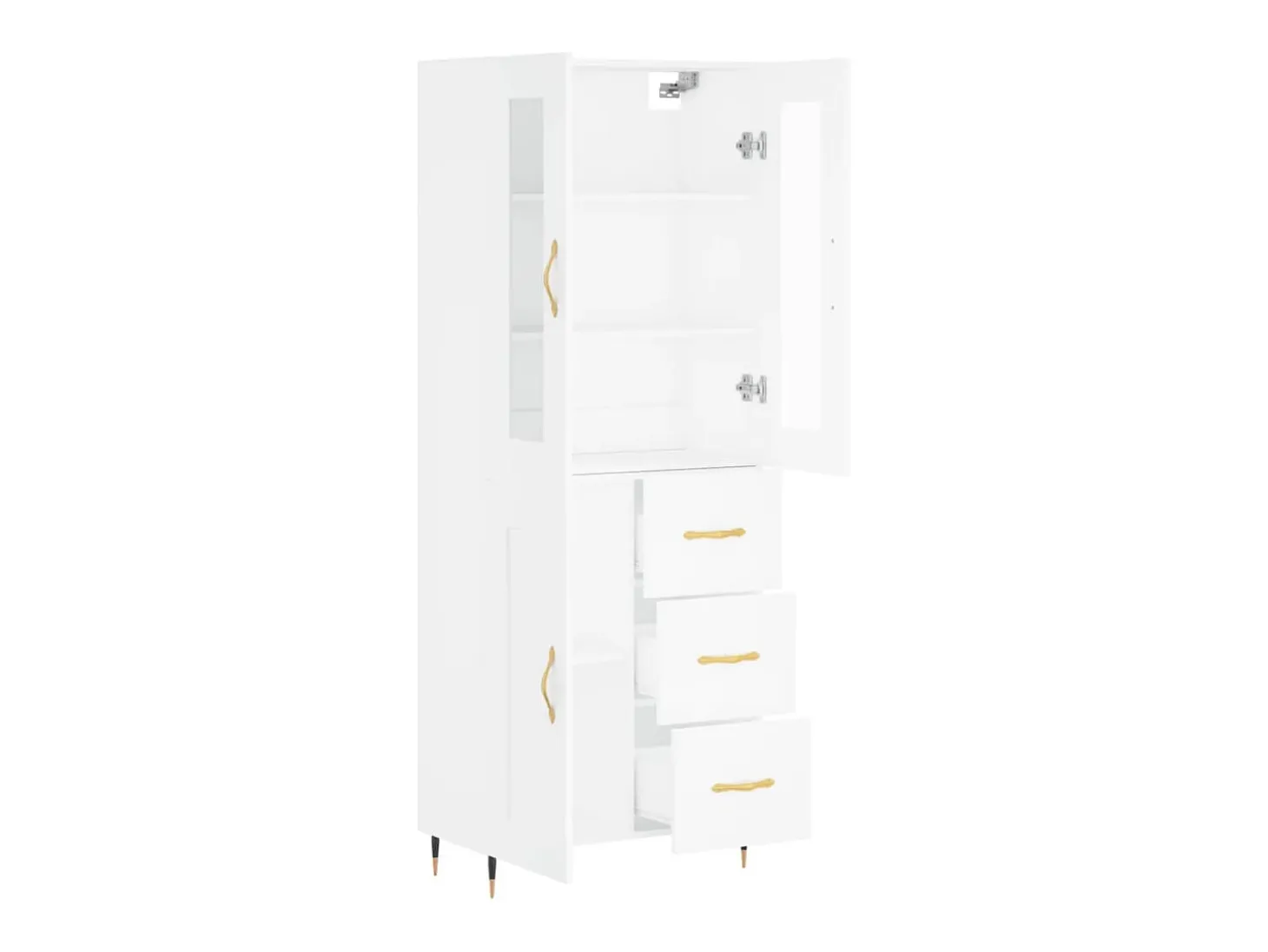 Aparador alto madera contrachapada blanco 69,5x34x180 cm ES46837