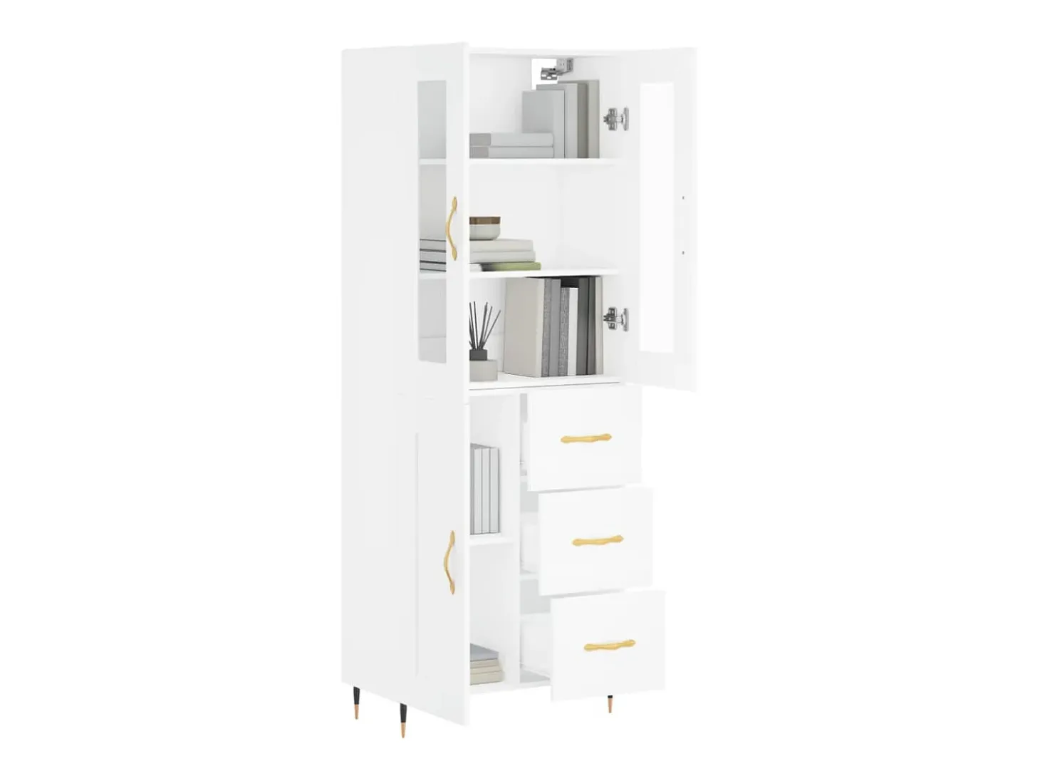 Aparador alto madera contrachapada blanco 69,5x34x180 cm ES46837