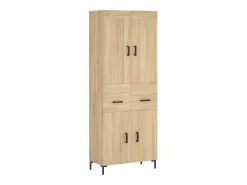Aparador alto madera contrachapada color roble 69,5x34x180 cm