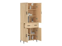 Aparador alto madera contrachapada color roble 69,5x34x180 cm