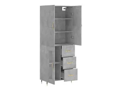 Aparador alto madera contrachapada gris hormigón 69,5x34x180 cm ES71247