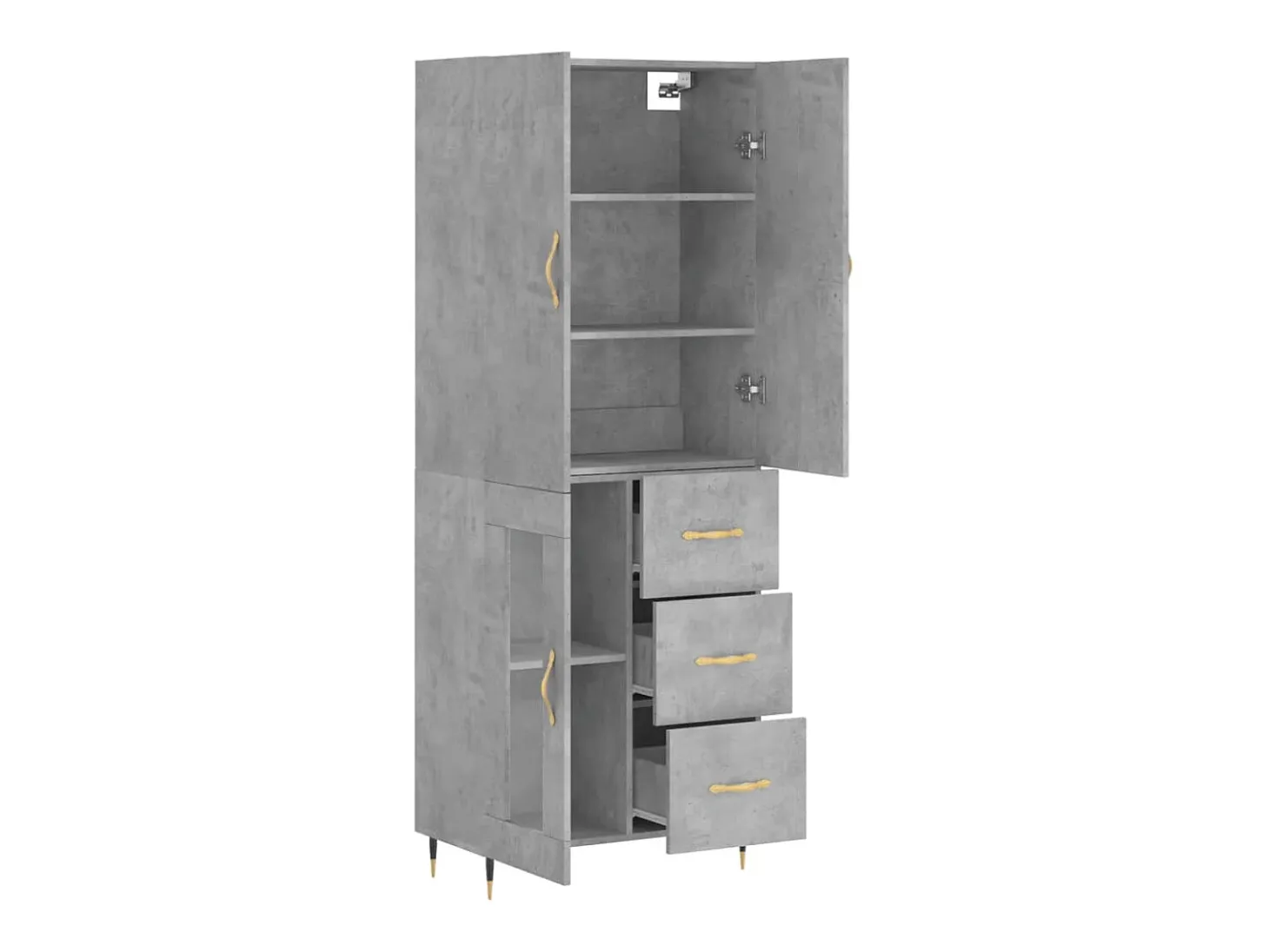 Aparador alto madera contrachapada gris hormigón 69,5x34x180 cm ES71247