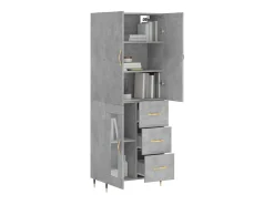 Aparador alto madera contrachapada gris hormigón 69,5x34x180 cm ES71247