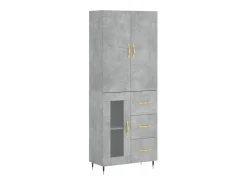Aparador alto madera contrachapada gris hormigón 69,5x34x180 cm ES71247