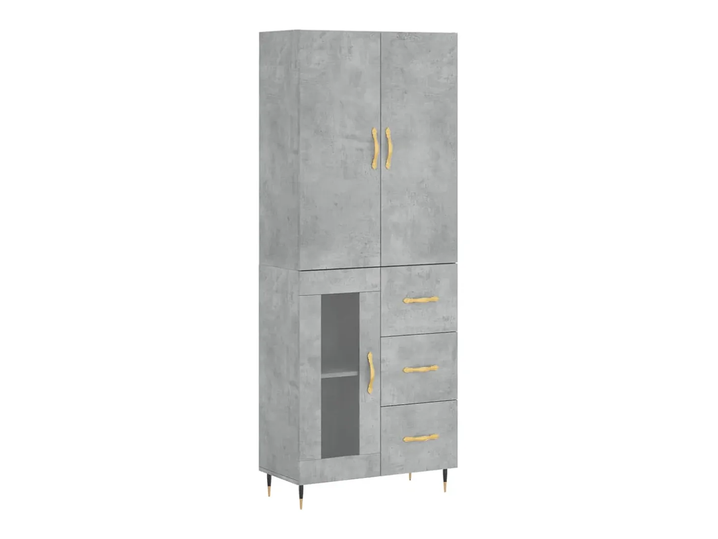 Aparador alto madera contrachapada gris hormigón 69,5x34x180 cm ES71247