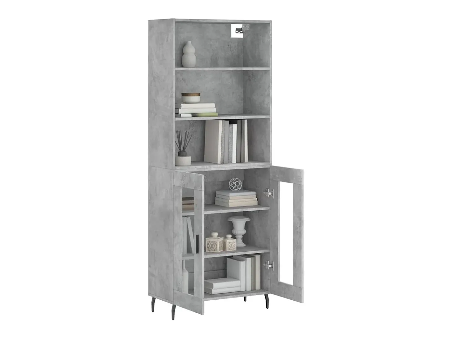 Aparador alto madera contrachapada gris hormigón 69,5x34x180 cm