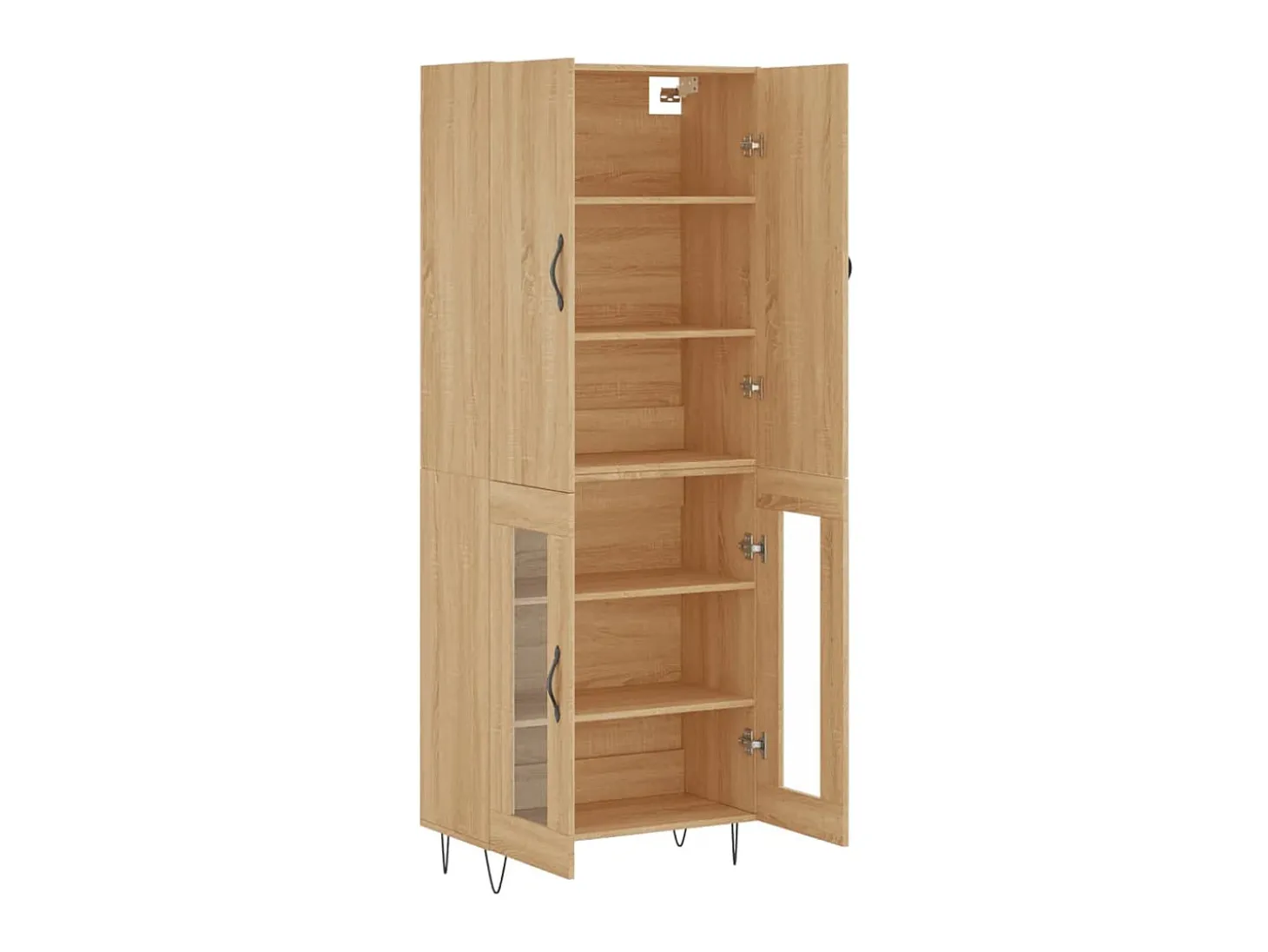 Aparador alto madera contrachapada color roble 69,5x34x180 cm ES28214