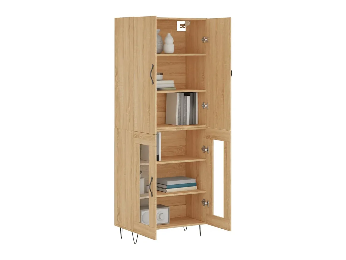 Aparador alto madera contrachapada color roble 69,5x34x180 cm ES28214