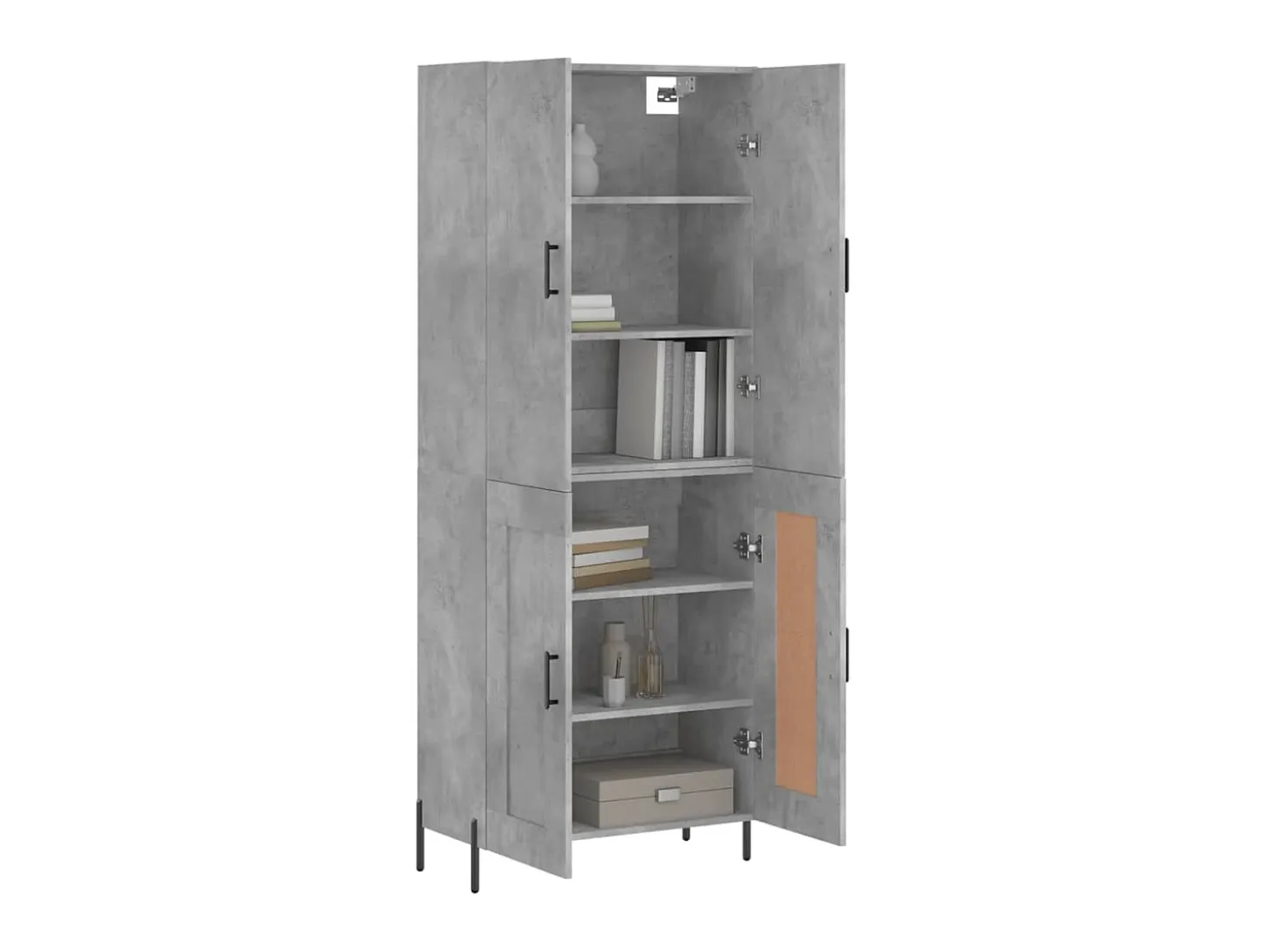 Aparador alto madera contrachapada gris hormigón 69,5x34x180 cm ES61035