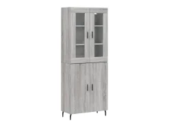 Aparador alto madera contrachapada gris sonoma 69,5x34x180 cm ES32405