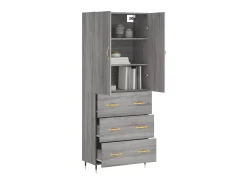 Aparador alto madera contrachapada gris sonoma 69,5x34x180 cm ES23041