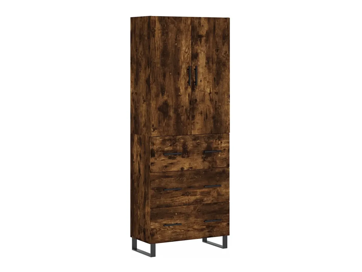 Aparador alto madera contrachapada roble ahumado 69,5x34x180 cm