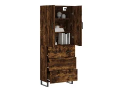 Aparador alto madera contrachapada roble ahumado 69,5x34x180 cm