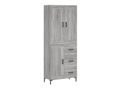 Aparador alto madera contrachapada gris sonoma 69,5x34x180 cm ES17381