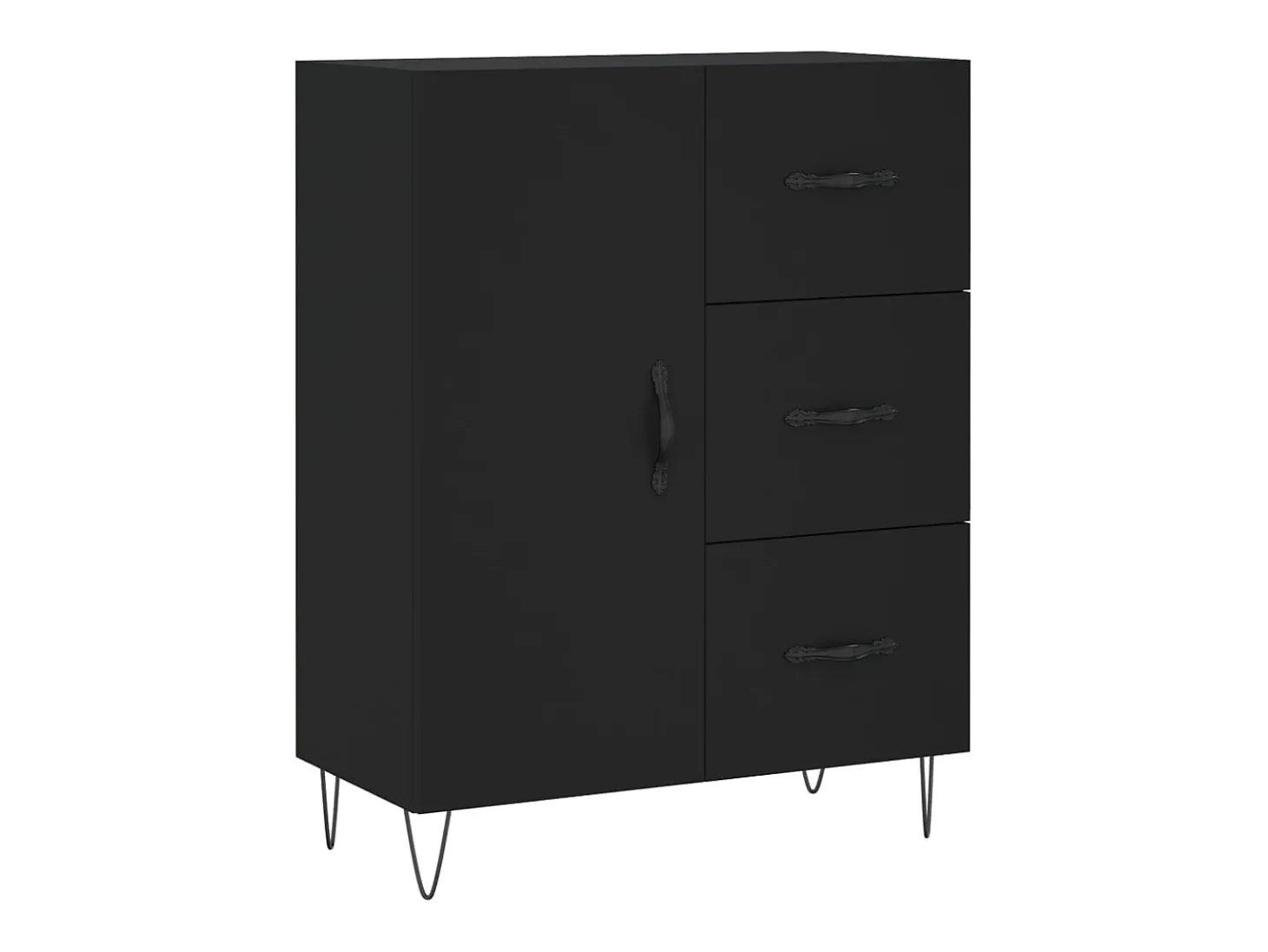 Aparador alto madera contrachapada negro 69,5x34x180 cm