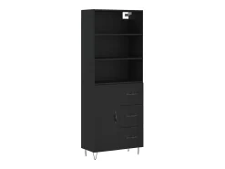 Aparador alto madera contrachapada negro 69,5x34x180 cm