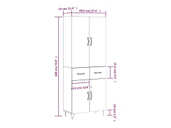 Aparador alto madera contrachapada blanco 69,5x34x180 cm
