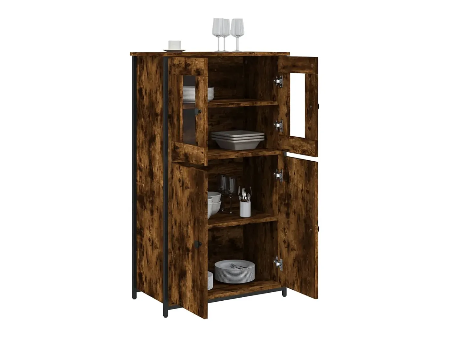 Aparador alto madera contrachapada roble ahumado 62x32x106,5 cm