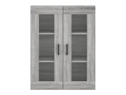 Aparador alto madera contrachapada gris sonoma 69,5x34x180 cm