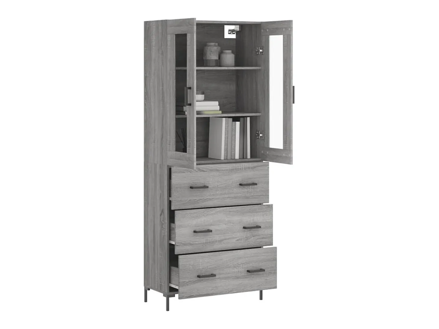 Aparador alto madera contrachapada gris sonoma 69,5x34x180 cm