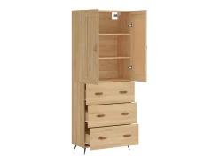 Aparador alto madera contrachapada color roble 69,5x34x180 cm
