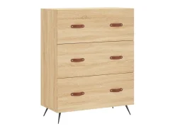 Aparador alto madera contrachapada color roble 69,5x34x180 cm