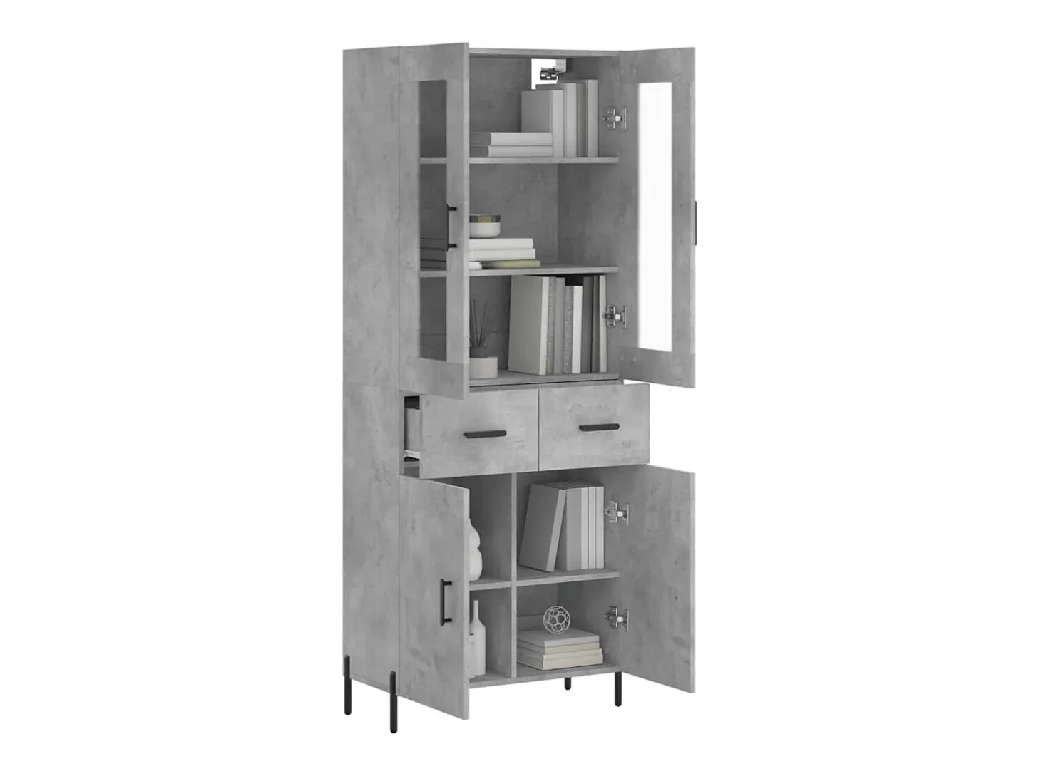 Aparador alto madera contrachapada gris hormigón 69,5x34x180 cm ES62428