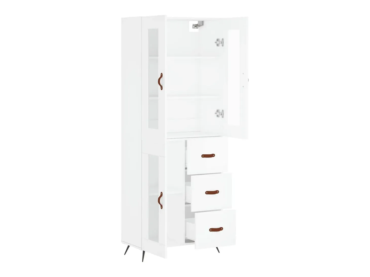 Aparador alto madera contrachapada blanco 69,5x34x180 cm
