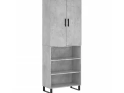 Aparador alto madera contrachapada gris hormigón 69,5x34x180 cm ES79380