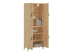 Aparador alto madera contrachapada color roble 69,5x34x180 cm