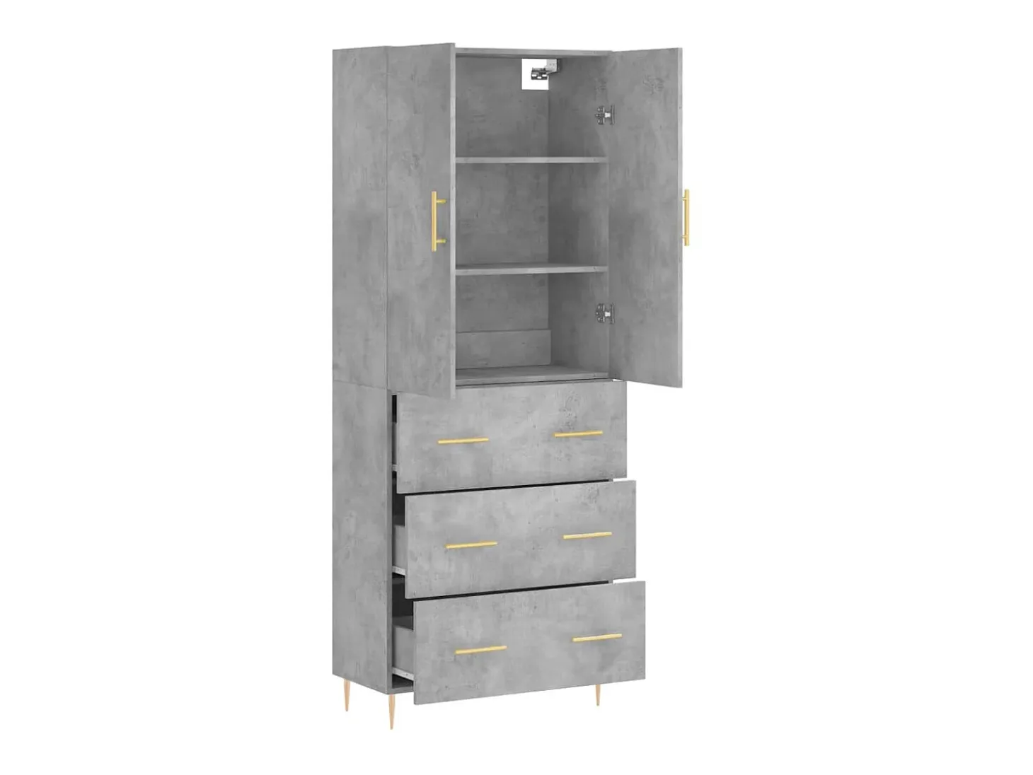 Aparador alto madera contrachapada gris hormigón 69,5x34x180 cm ES38008
