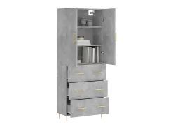 Aparador alto madera contrachapada gris hormigón 69,5x34x180 cm ES38008