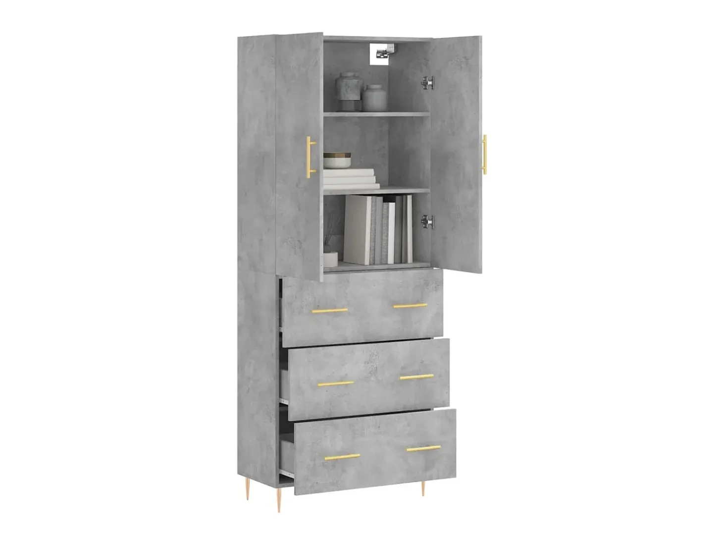 Aparador alto madera contrachapada gris hormigón 69,5x34x180 cm ES38008