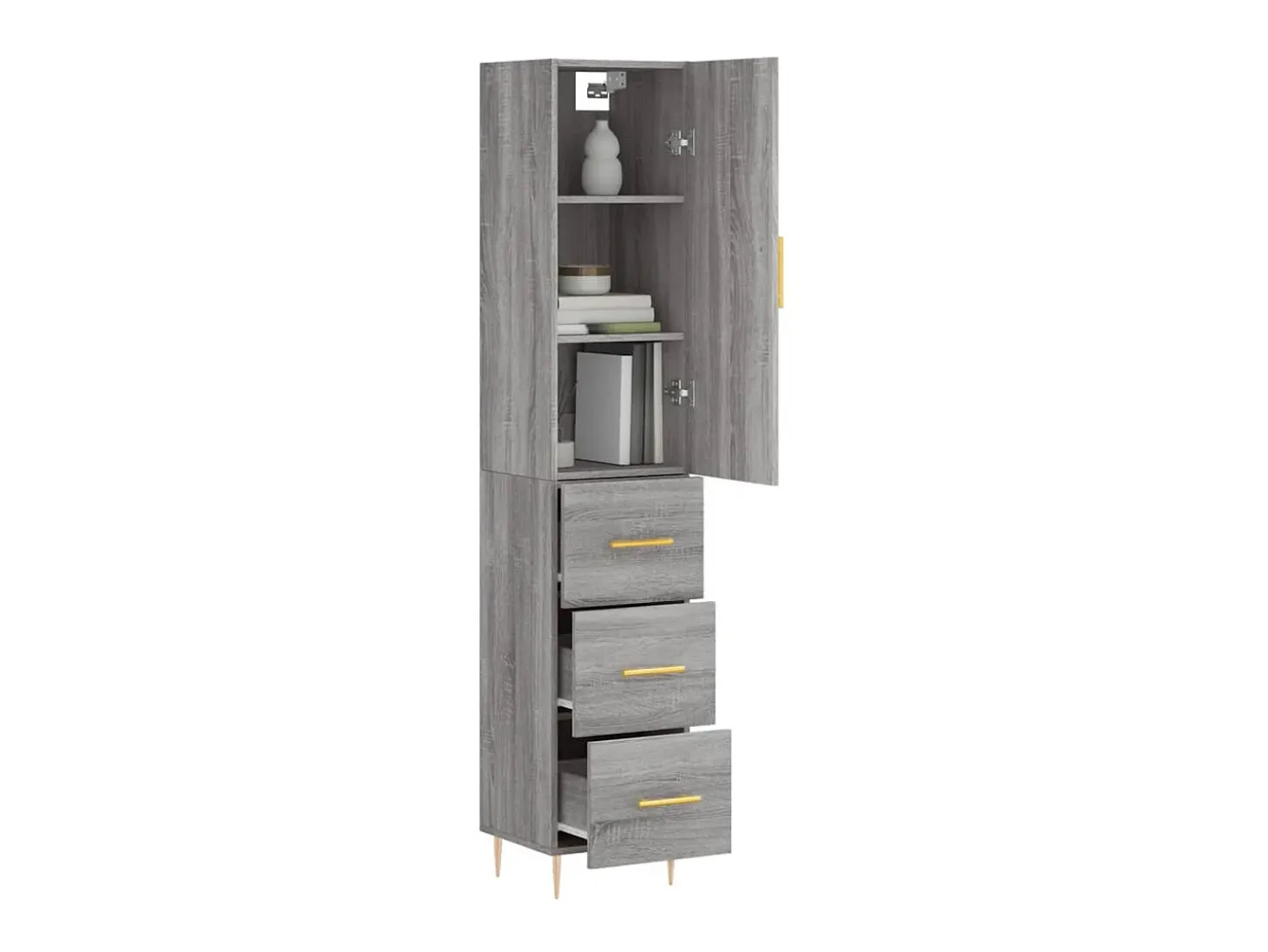 Aparador alto madera contrachapada gris Sonoma 34,5x34x180 cm ES37568