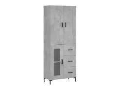 Aparador alto madera contrachapada gris hormigón 69,5x34x180 cm ES11871