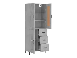 Aparador alto madera contrachapada gris hormigón 69,5x34x180 cm ES11871