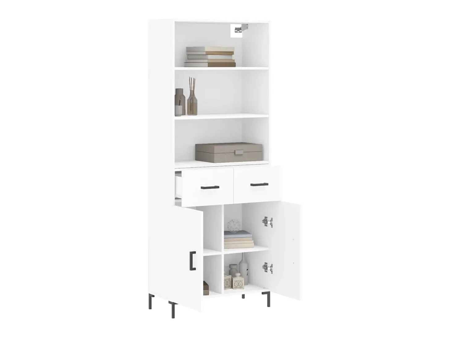 Aparador alto madera contrachapada blanco 69,5x34x180 cm ES22506
