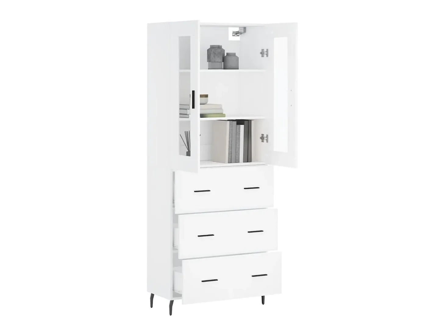 Aparador alto madera contrachapada blanco 69,5x34x180 cm ES58055