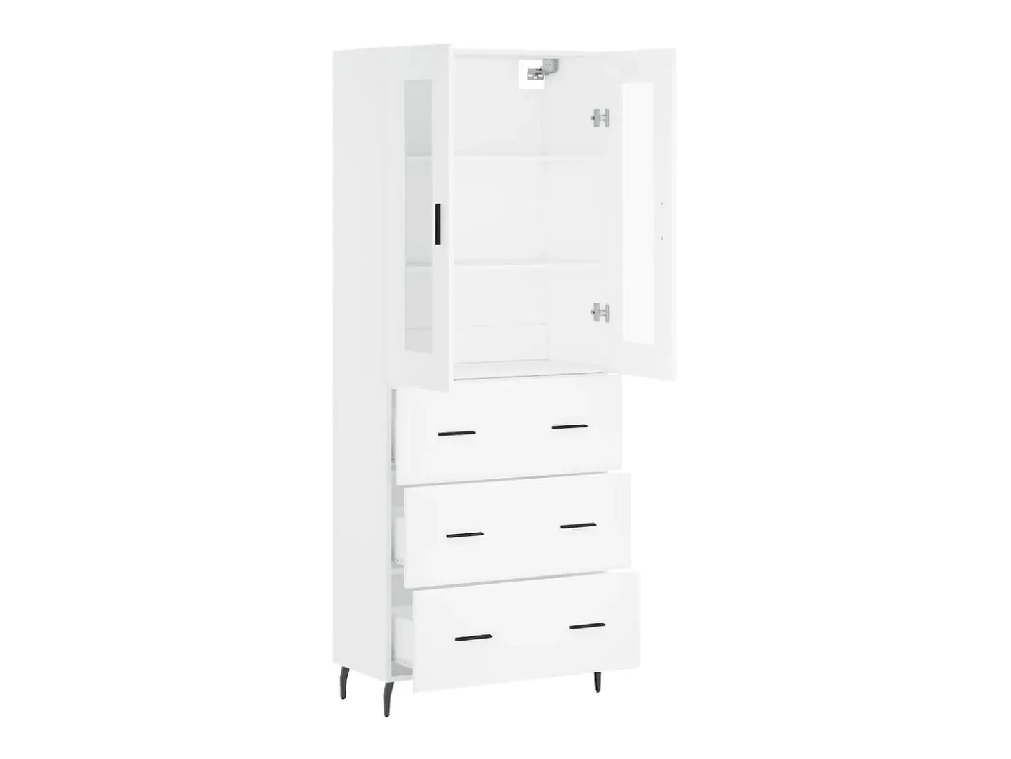 Aparador alto madera contrachapada blanco 69,5x34x180 cm ES58055