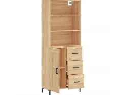 Aparador alto madera contrachapada color roble 69,5x34x180 cm ES27783