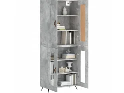 Aparador alto madera contrachapada gris hormigón 69,5x34x180 cm ES51446