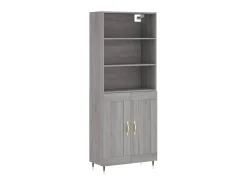 Aparador alto madera contrachapada gris sonoma 69,5x34x180 cm ES34300