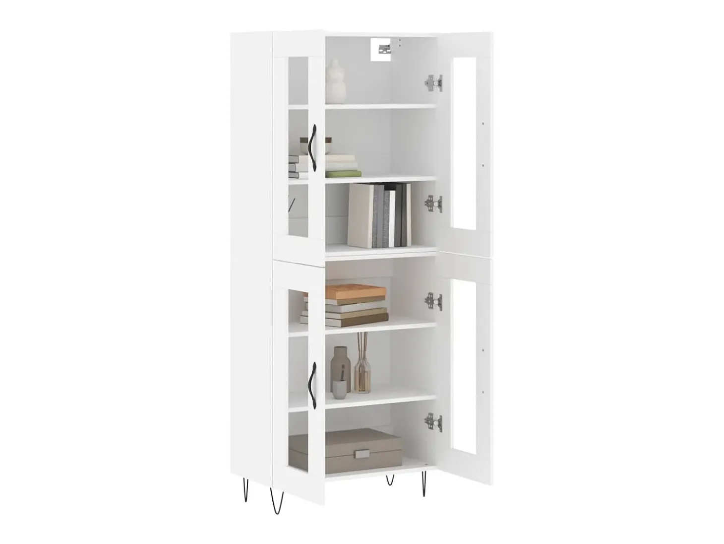 Aparador alto madera contrachapada blanco 69,5x34x180 cm