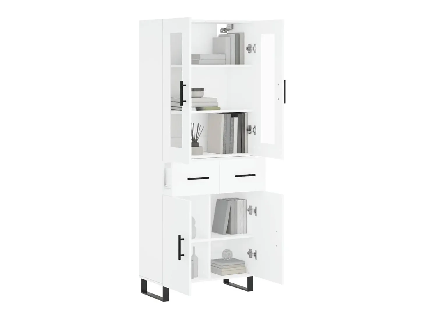 Aparador alto madera contrachapada blanco 69,5x34x180 cm ES24701