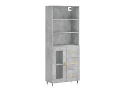 Aparador alto madera contrachapada gris hormigón 69,5x34x180 cm ES66952